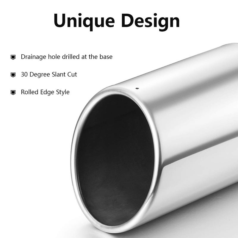 A-KARCK Exhaust Tip 3.5 Inch Inlet, 3.5â€ Inlet 5" Outlet 12" Long Stainless Steel Polished Finish Tailpipe Tip, Bolt On Design - Image 5